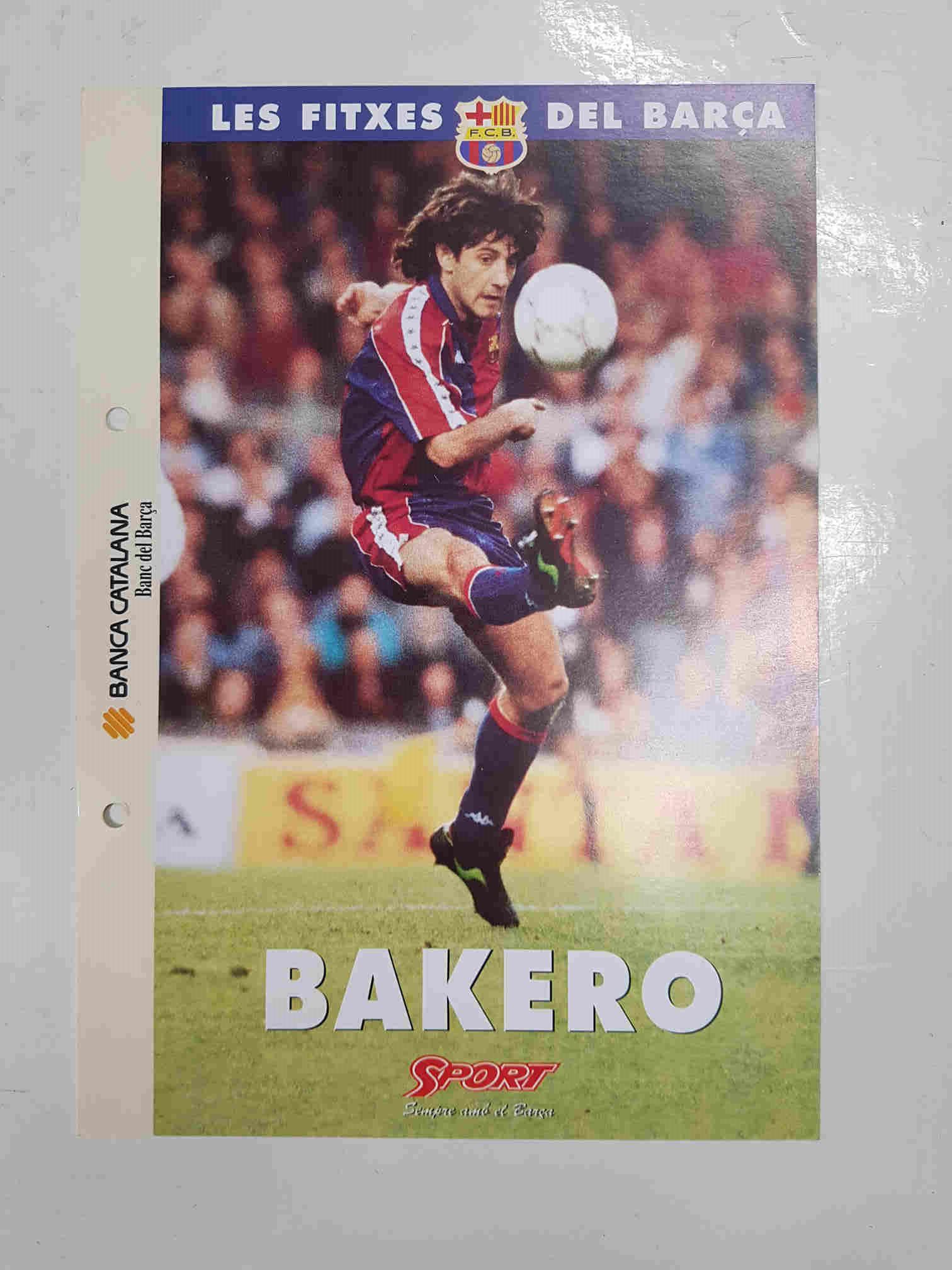 Bakero: Ficha perteneciente a Les fitxes del barça del diario Sport  