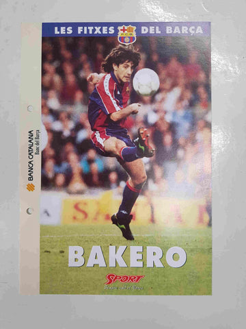 Bakero: Ficha perteneciente a Les fitxes del barça del diario Sport  