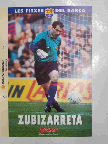 Zubizarreta: Ficha perteneciente a Les fitxes del barça del diario Sport  