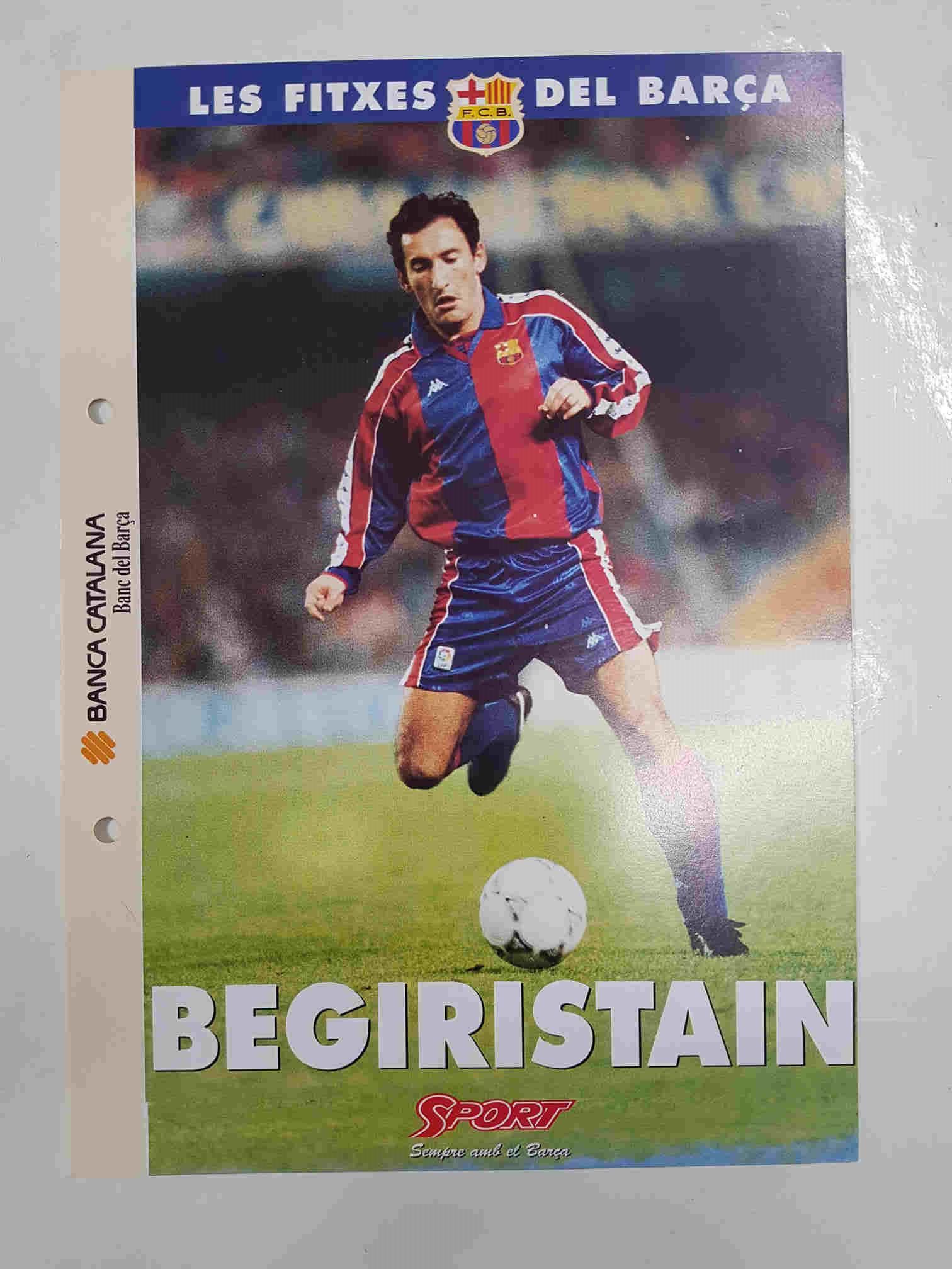 Begiristain: Ficha perteneciente a Les fitxes del barça del diario Sport  