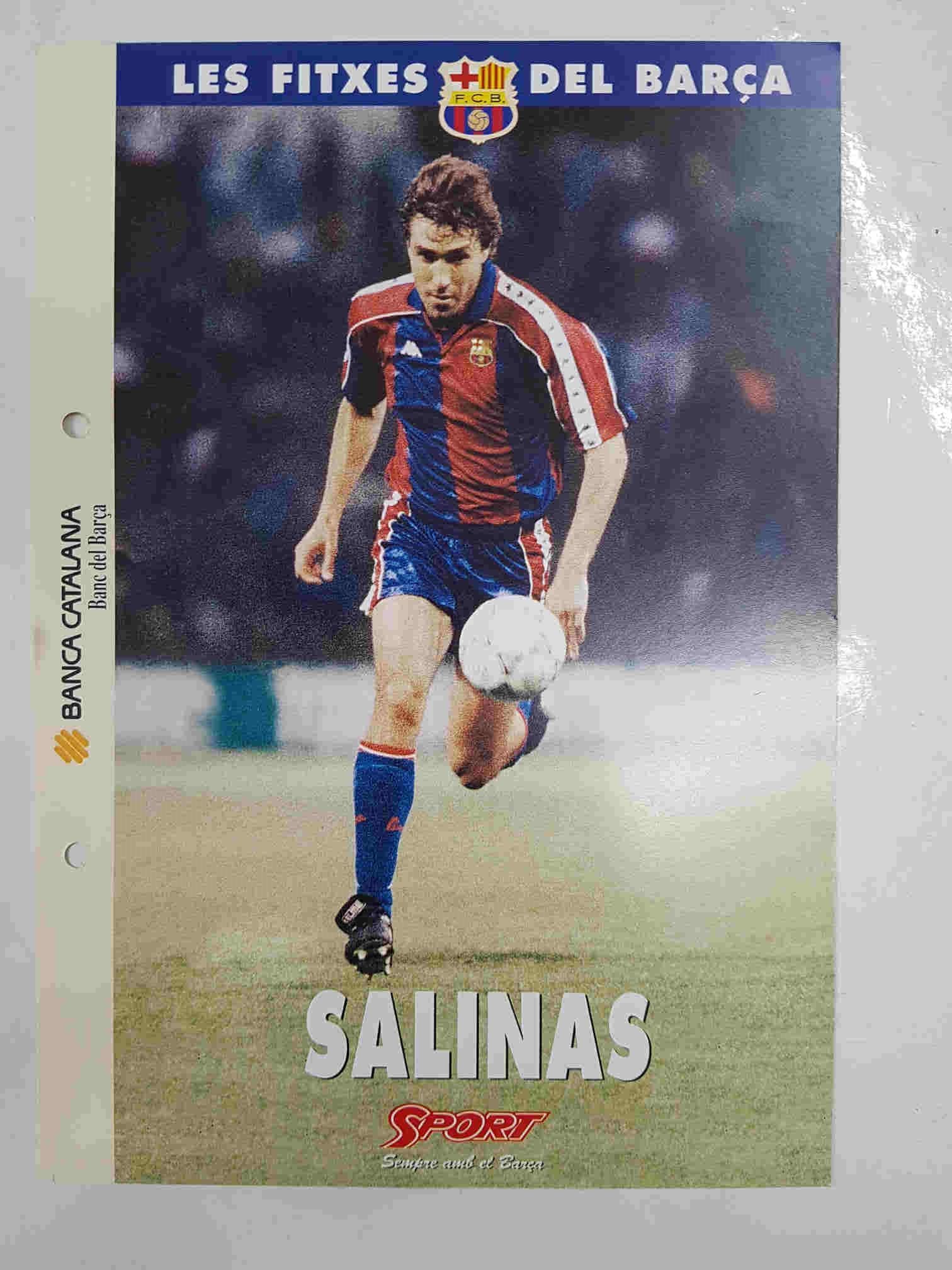 Julio Salinas: Ficha perteneciente a Les fitxes del barça del diario Sport 