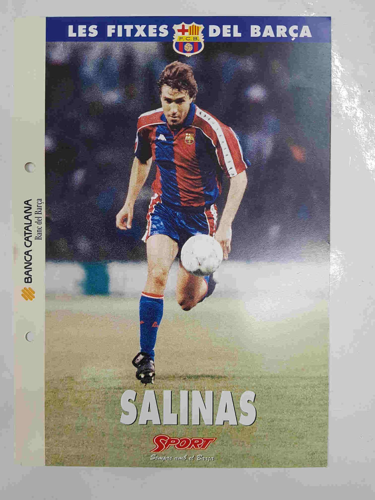 Julio Salinas: Ficha perteneciente a Les fitxes del barça del diario Sport 