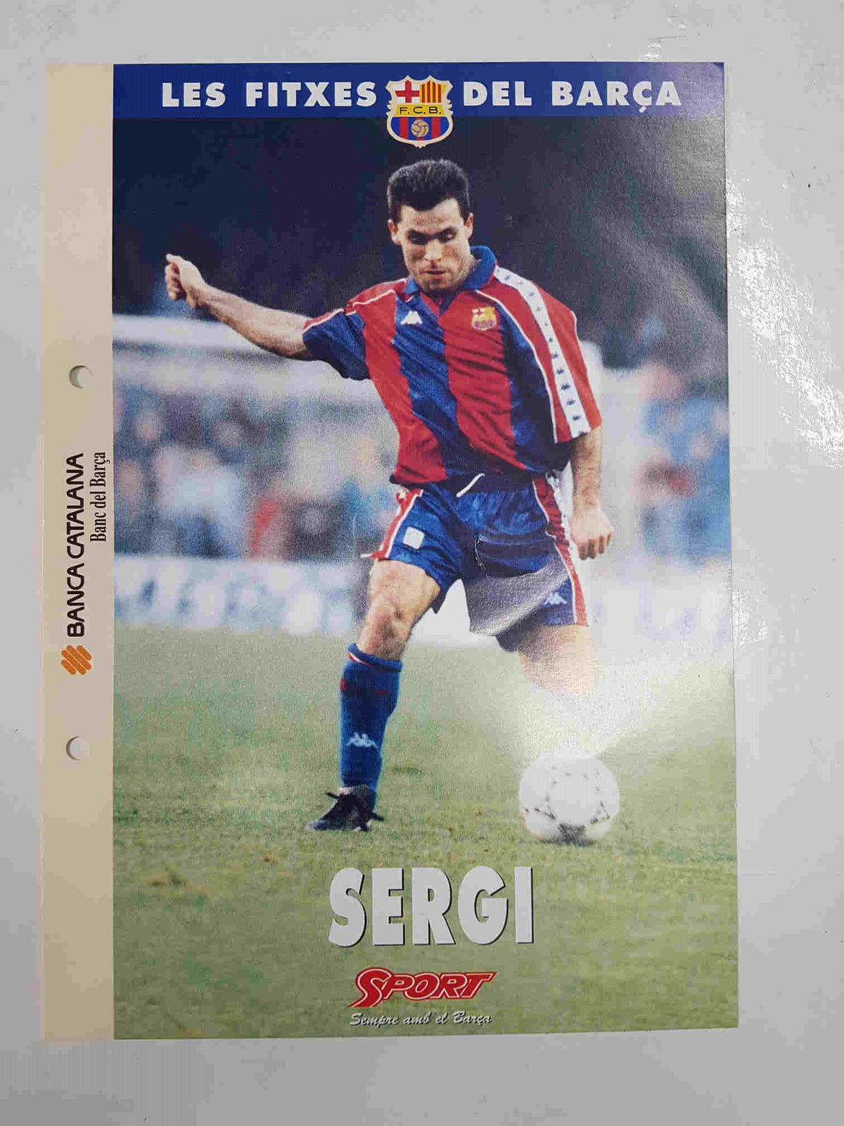 Sergi: Ficha perteneciente a Les fitxes del barça del diario Sport  