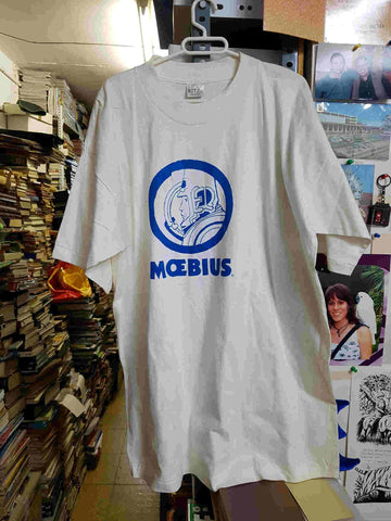 Camiseta de Moebius blanca con dibujo azul. Talla L