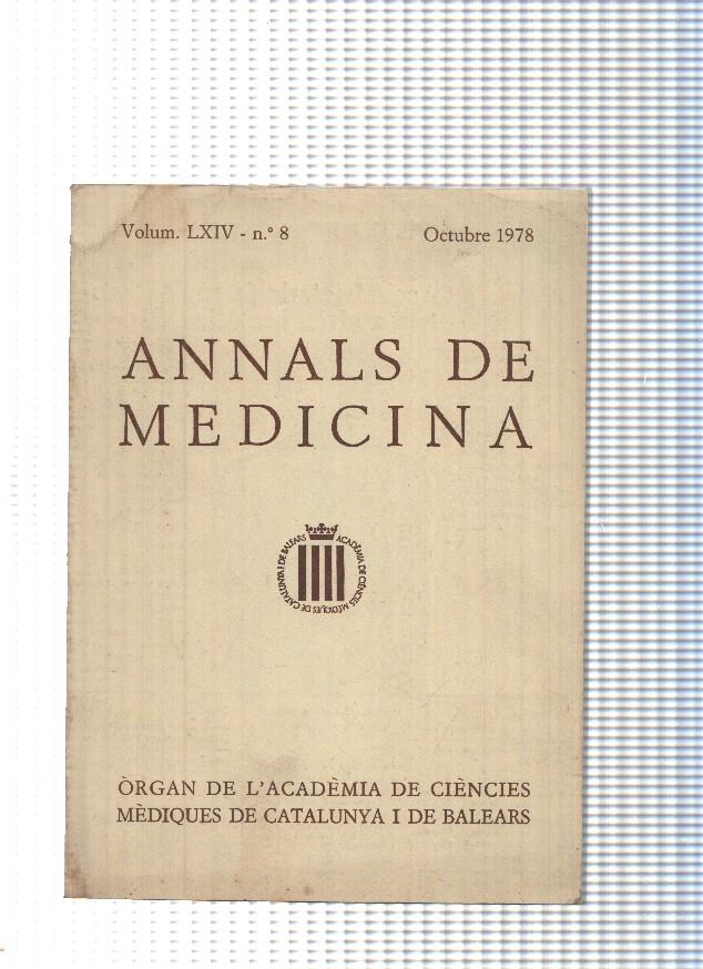 Annals de medicina, volum LXIV num. 08, octubre 1978