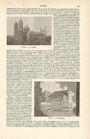 LAMINA ESPASA Alemania 1596: Vistas de Worms Alemania