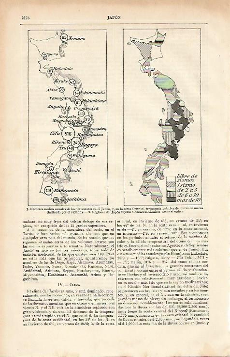 LAMINA ESPASA 6144: Mapa de seismos en Japon