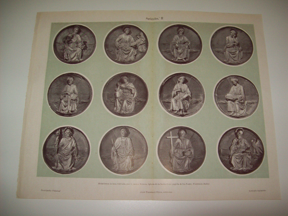 LAMINA ESPASA 7070: Medallones de los 12 apostoles. Capilla de los Pizzi Florencia