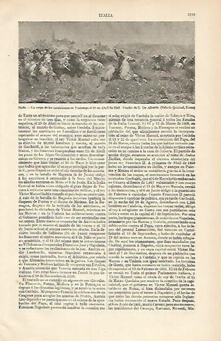 LAMINA ESPASA 7281: La carga de los carabineros en Pastrengo por S. De Albertis