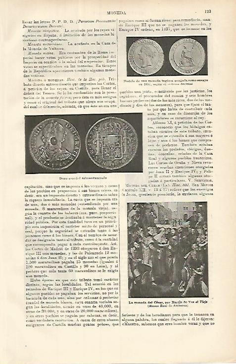 LAMINA ESPASA 8536: Duro español y moneda inglesa de 1857