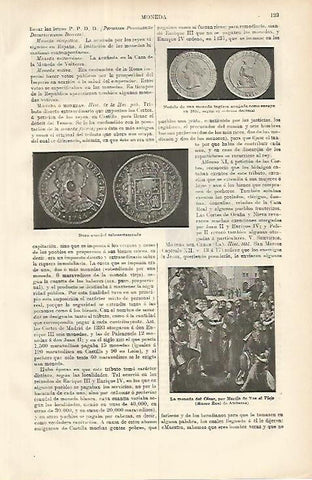 LAMINA ESPASA 8536: Duro español y moneda inglesa de 1857