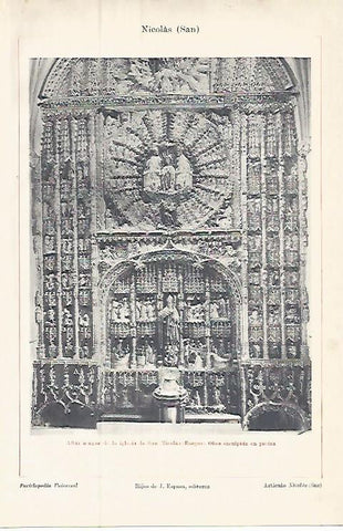 LAMINA ESPASA 9447: Altar Mayor de la iglesia de San Nicolas en Burgos