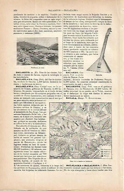 LAMINA ESPASA 9693: Plano de la batalla de Balaklawa