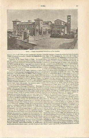 LAMINA ESPASA 16871: Colegio Internacional de San Anselmo en Roma