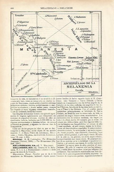 LAMINA ESPASA 17740: Mapa del archipielago de Melanesia