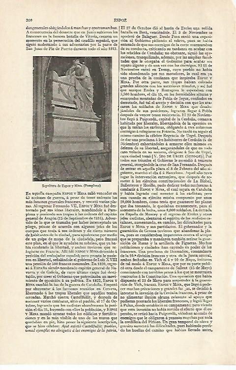 LAMINA ESPASA 16278: Sepultura de Espoz y Mina en Pamplona