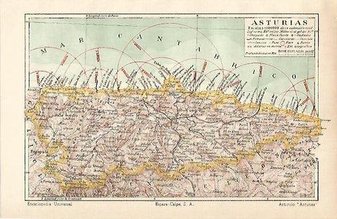 LAMINA ESPASA 12927: Mapa de Asturias