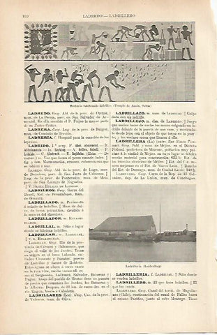 LAMINA ESPASA 8901: Fabricacion de ladrillos. Templo de Amon de Tebas Egipto