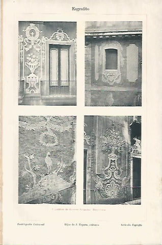 LAMINA ESPASA 18973: Esgrafitos en fachadas de Barcelona