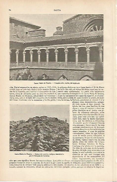 LAMINA ESPASA 19407: Castillo y claustro de Santa Maria de Huerta