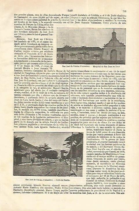 LAMINA ESPASA 18308: San Jose de Cucuta en Colombia