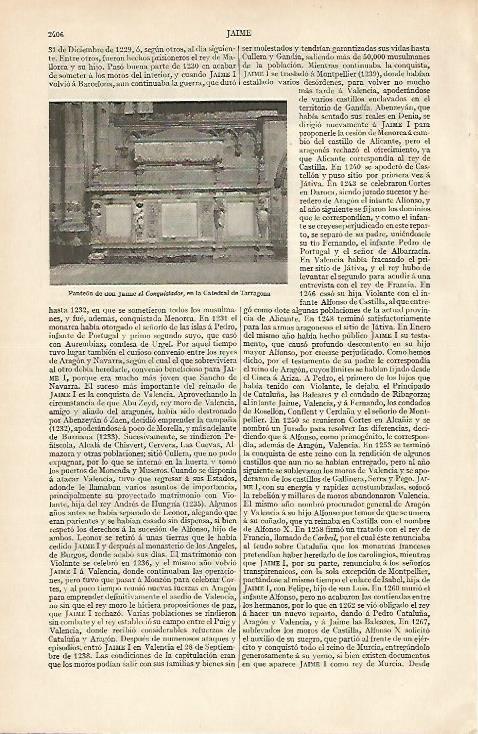 LAMINA ESPASA 6132: Panteon de Jaime I en la Catedral de Tarragona