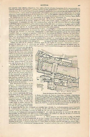 LAMINA ESPASA 4458: Planta del Hospital de Paris en 1772