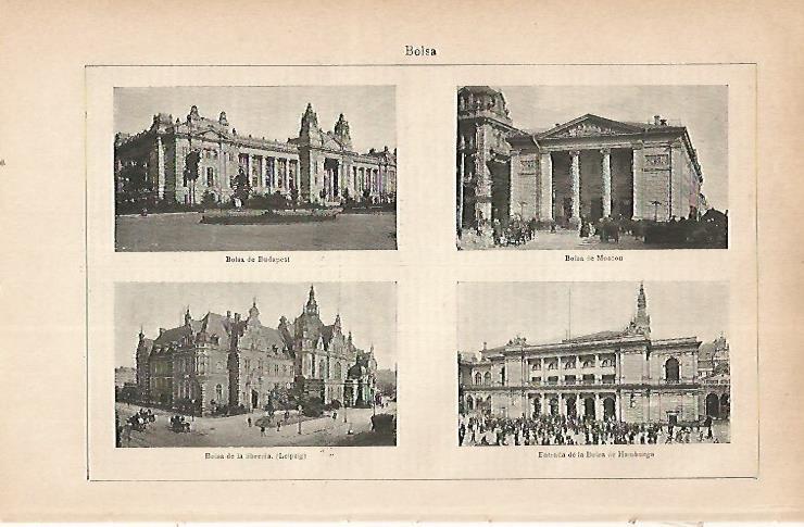 LAMINA ESPASA 22364: Bolsa de Budapest Moscu Liberia y Hamburgo