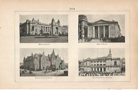 LAMINA ESPASA 22364: Bolsa de Budapest Moscu Liberia y Hamburgo