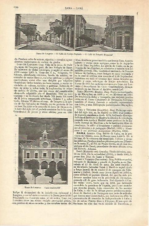 LAMINA ESPASA 18237: Sama de Langreo Oviedo