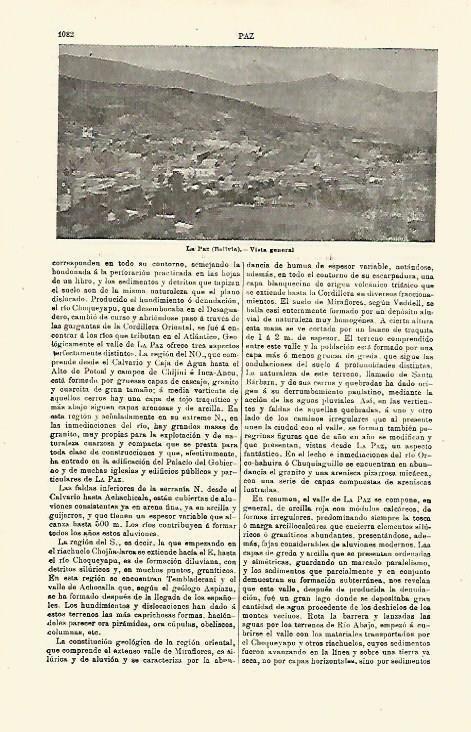 LAMINA ESPASA 23874: Vista de La Paz en Bolivia