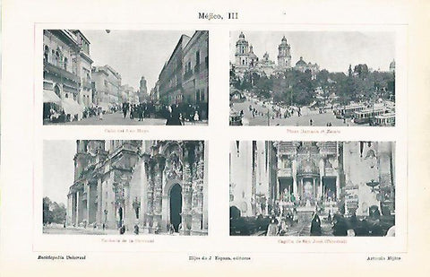 LAMINA ESPASA 11555: Plazas y calles de la ciudad de Mexico