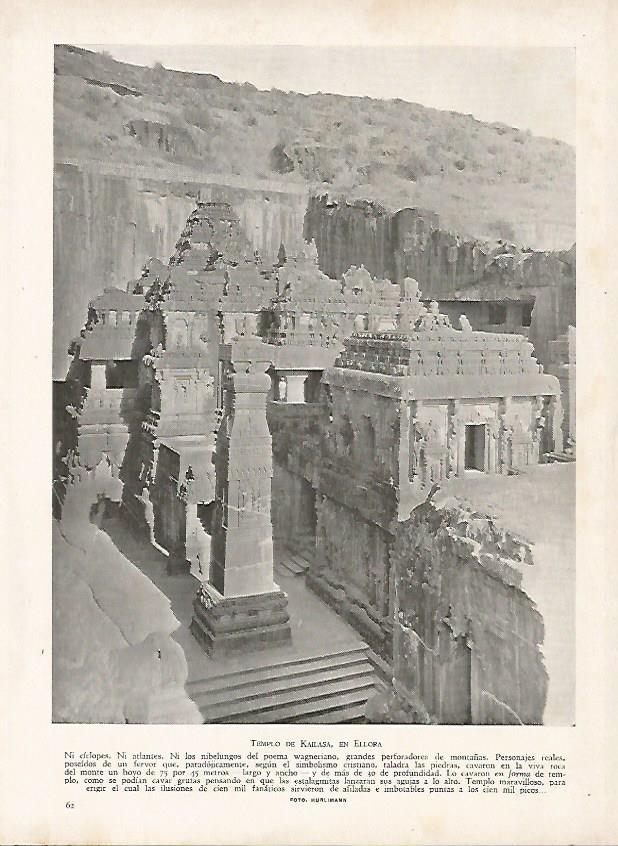 LAMINA 9402: Ellora: Vista del  Templo de Kailasa