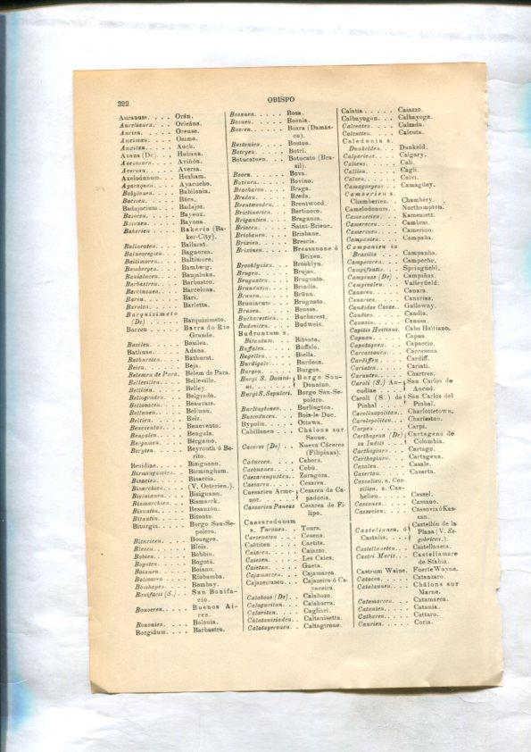 Espasa Calpe: Obispado: listado de los obispos del mundo catolico en los años 30 (18 paginas)