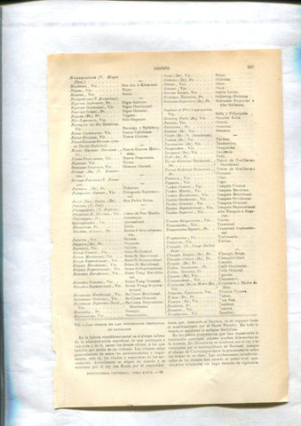 Espasa Calpe: Obispado: listado de los obispos del mundo catolico en los años 30 (18 paginas)