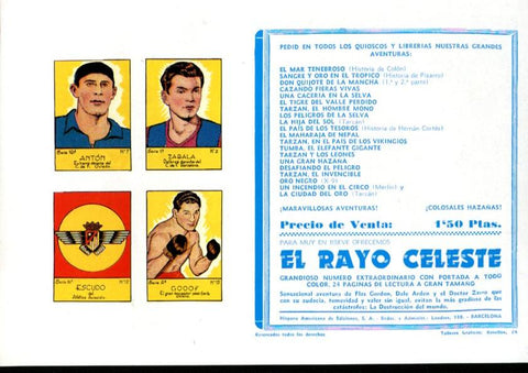 Facsimil: El Hombre Enmascarado (The Phantom) numero 12: El misterio del Barogar (trasera cromos deportes)