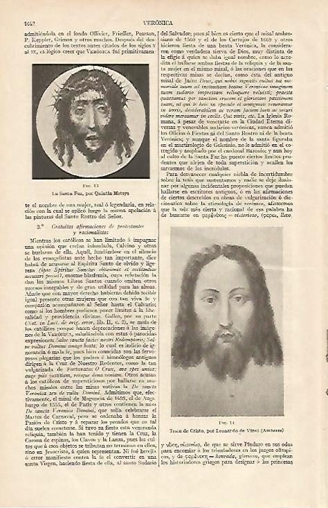 LAMINA ESPASA 6103: La Santa Faz por Metsys y Leonardo da Vinci