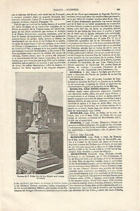 LAMINA ESPASA 12432: Estatua de Scio de San Miguel en el colegio de Getafe