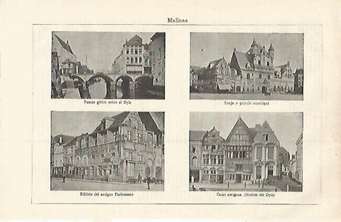 LAMINA ESPASA 18573: Vistas de Malinas Belgica