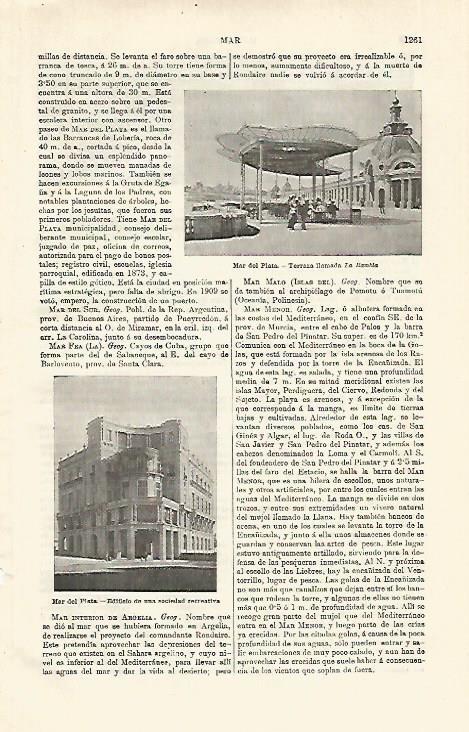 LAMINA ESPASA 18724: La Rambla y edificio de Mar del Plata
