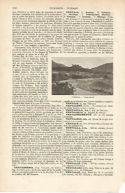 LAMINA ESPASA 6032: Vista parcial de Ventadour Francia