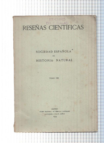 Reseñas cientificas. Sociedad española de Historia Natural Tomo VIII