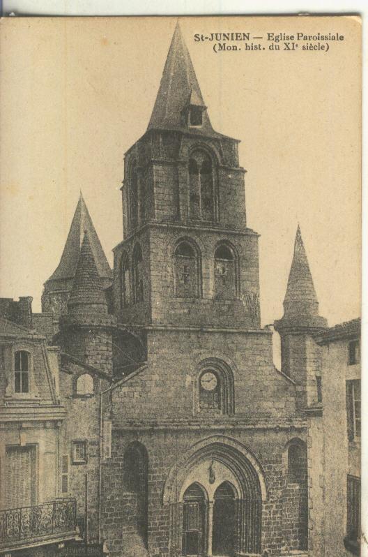Postal B/N 0203 :  St Junien-Eglise Paroissiale