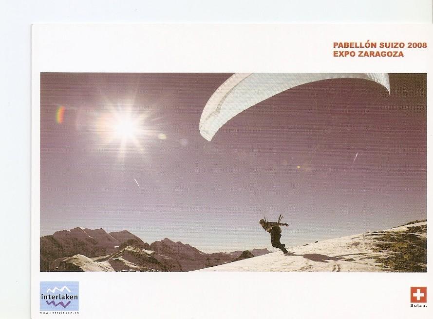 Postal 023771 : Hombre en parapente. Pabellon suizo 2008 Expo Zaragoza