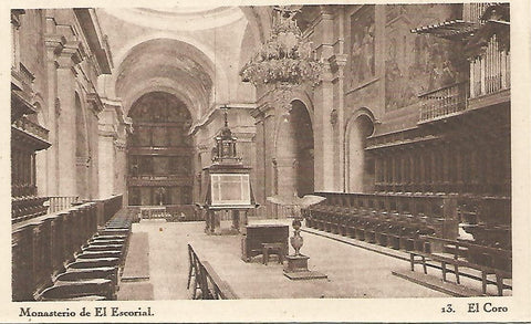 Postal 50457: EL ESCORIAL - El Coro del Monasterio
