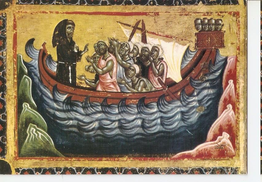 Postal 044483 : Firenze. Basilica di S. Croce (Cappella Bardi) St. Francesco (detail) Rescues from the hunger the sailor