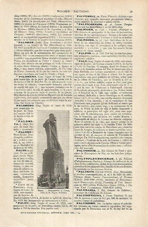 LAMINA ESPASA 26087: Monumento a Colon en Palos