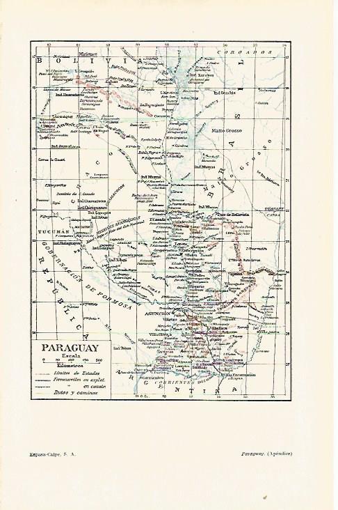 LAMINA ESPASA 26089: Mapa de Paraguay