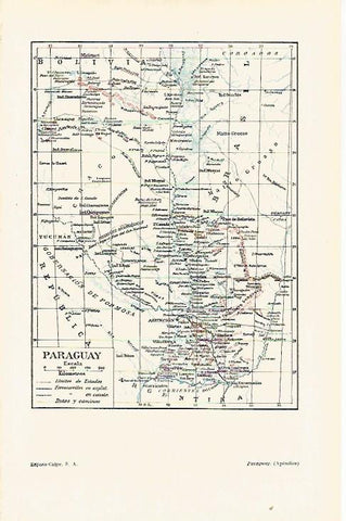 LAMINA ESPASA 26089: Mapa de Paraguay