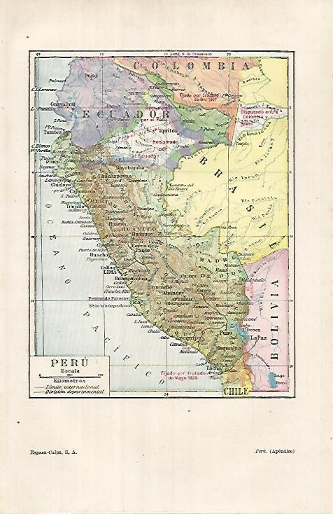 LAMINA ESPASA 26109: Mapa de Peru